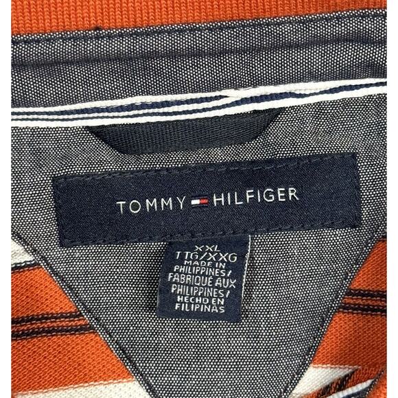 Tommy Hilfiger Mens Orange Blue Striped Short Sleeve Polo Shirt Size XXL - Picture 5 of 7